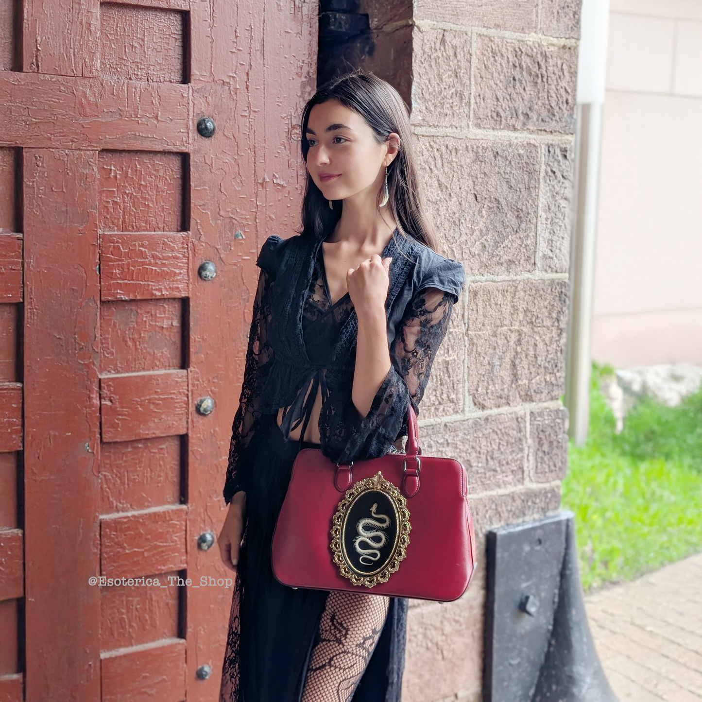 Real Snake Skeleton Handbag - Gold Frame