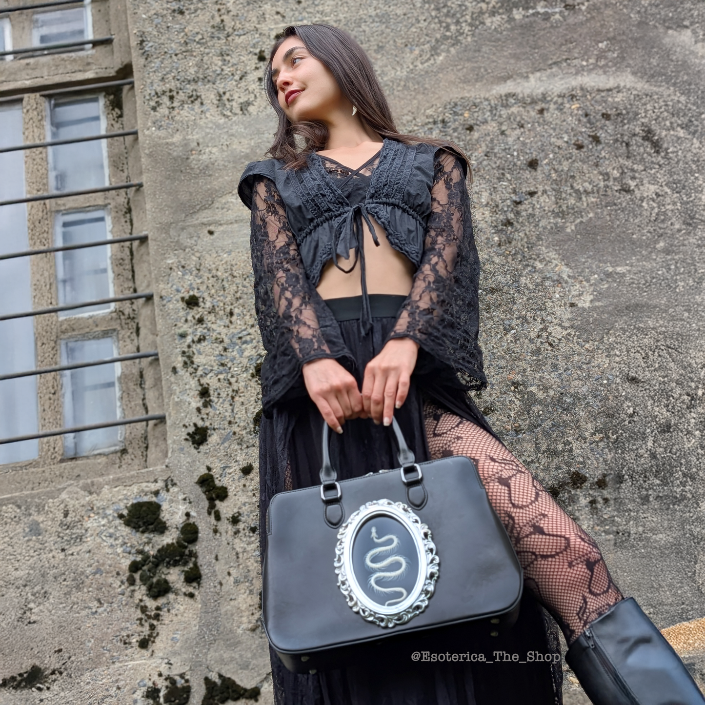 Real Snake Skeleton Handbag - Silver Frame