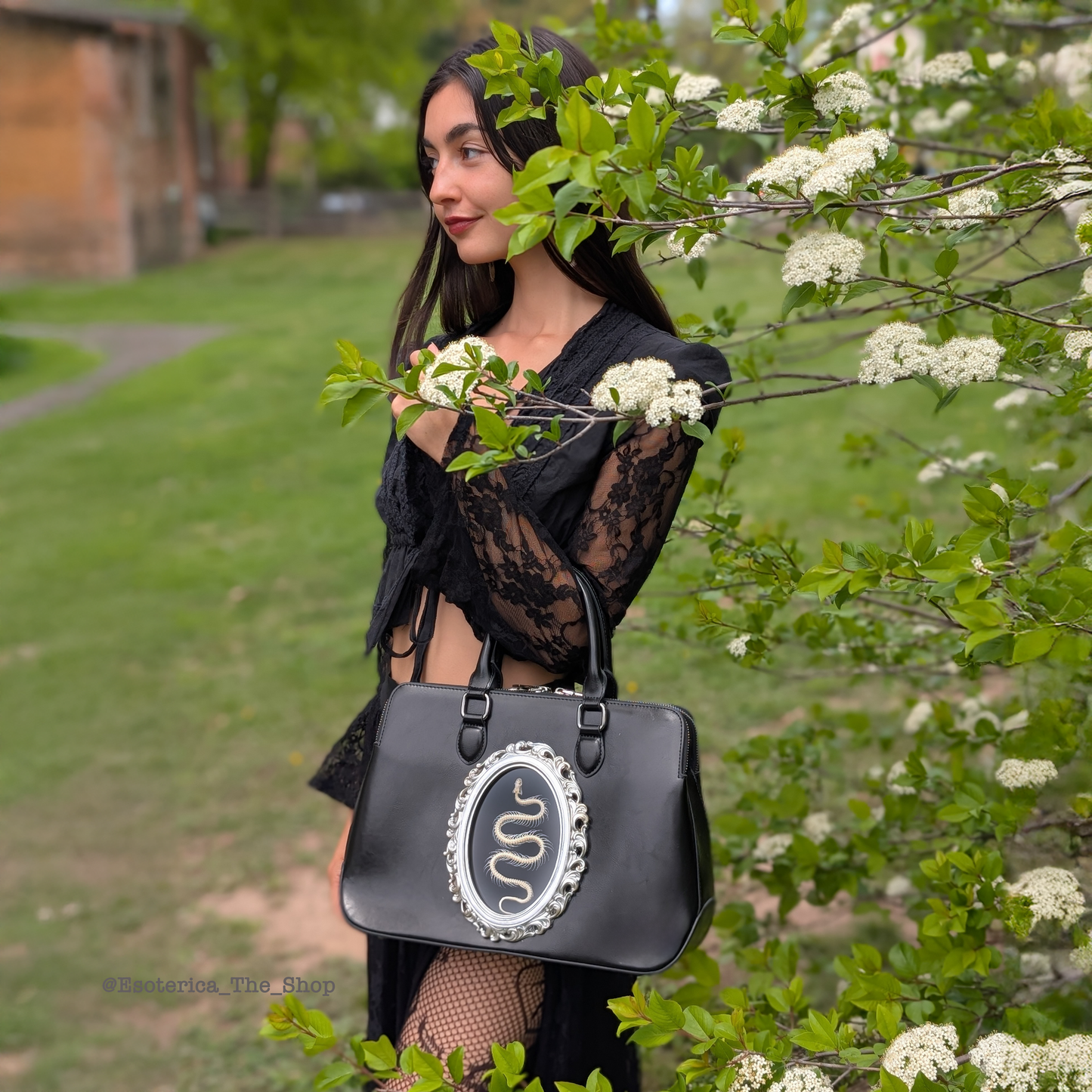Real Snake Skeleton Handbag - Silver Frame