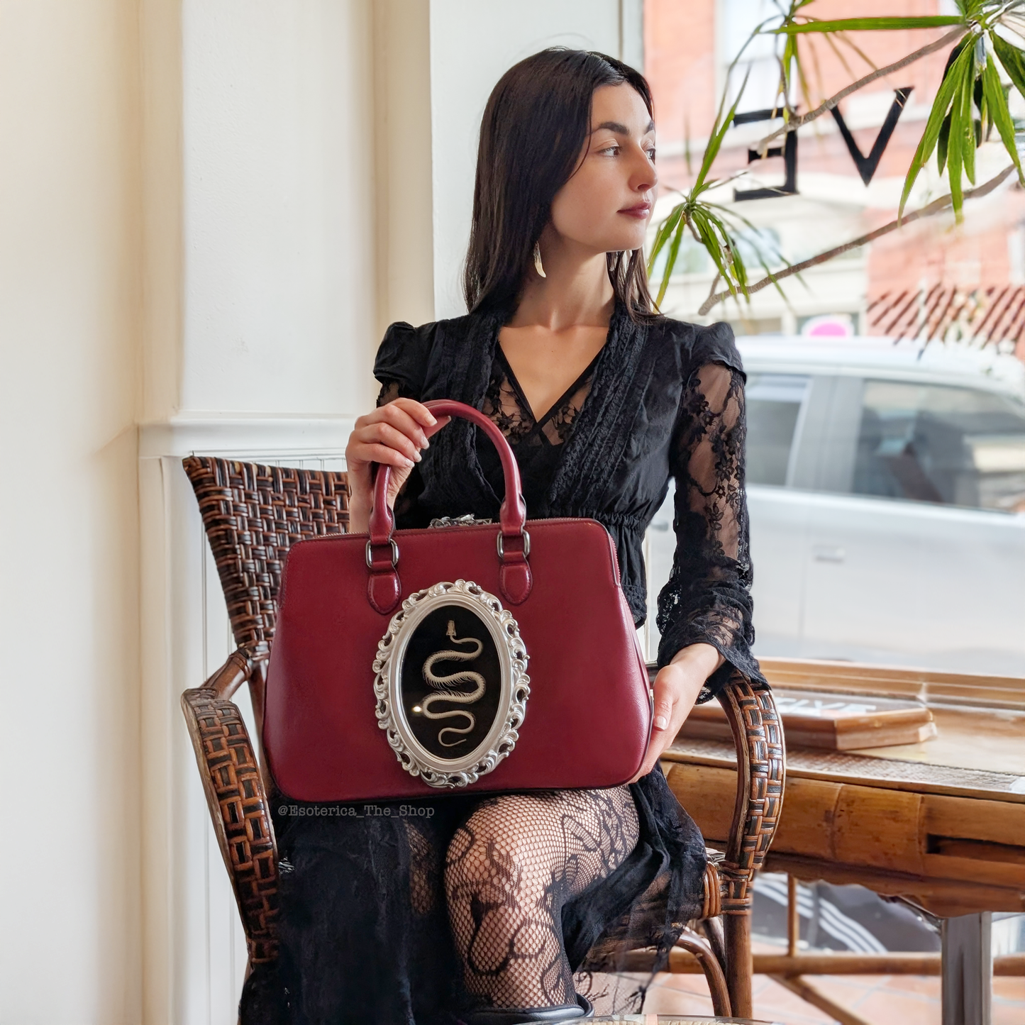 Real Snake Skeleton Handbag - Silver Frame