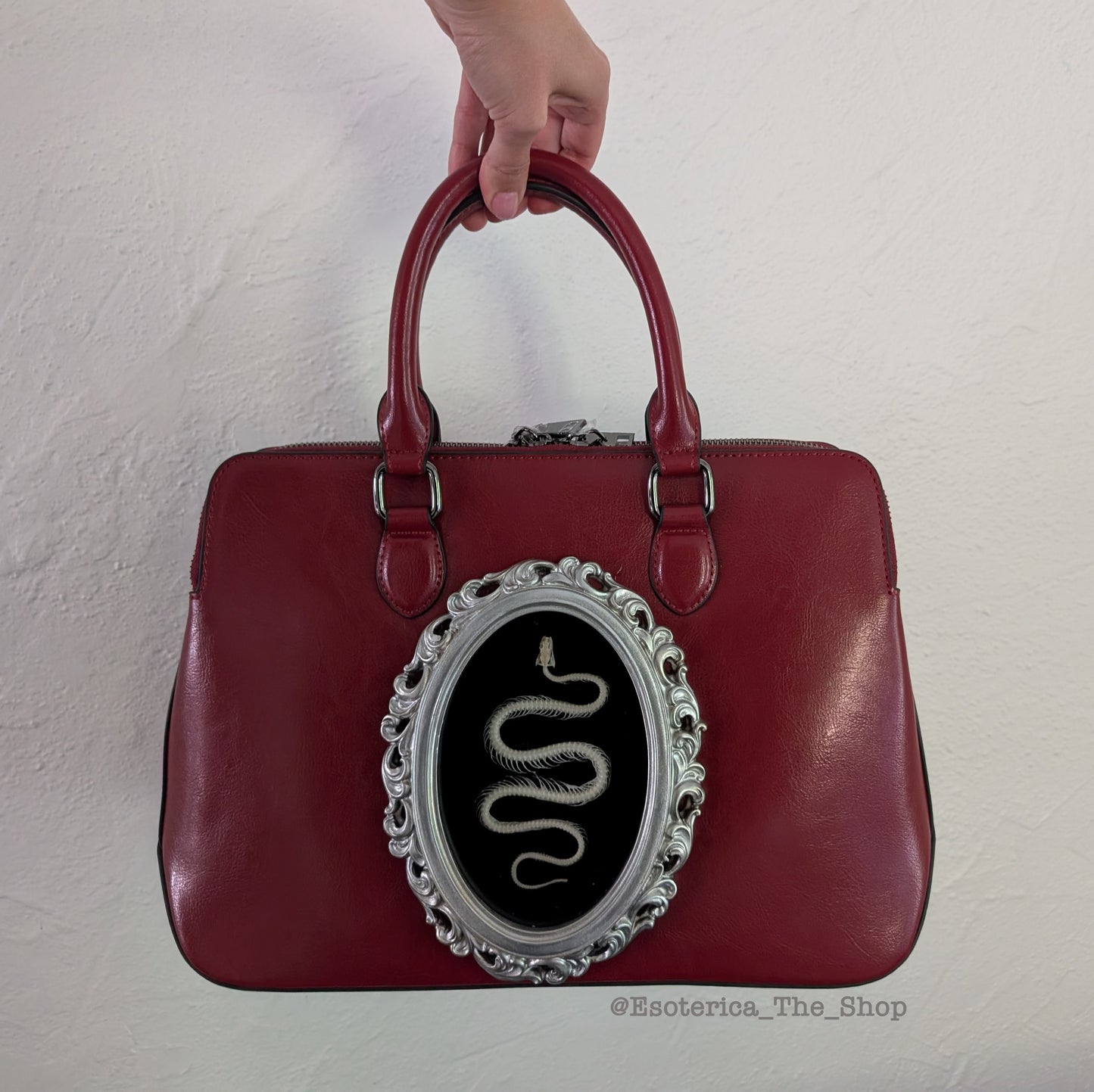 Real Snake Skeleton Handbag - Silver Frame