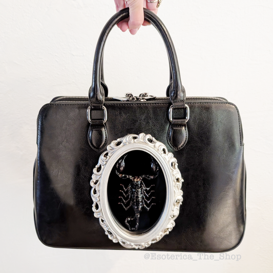 Real Scorpion Handbag - Silver Frame