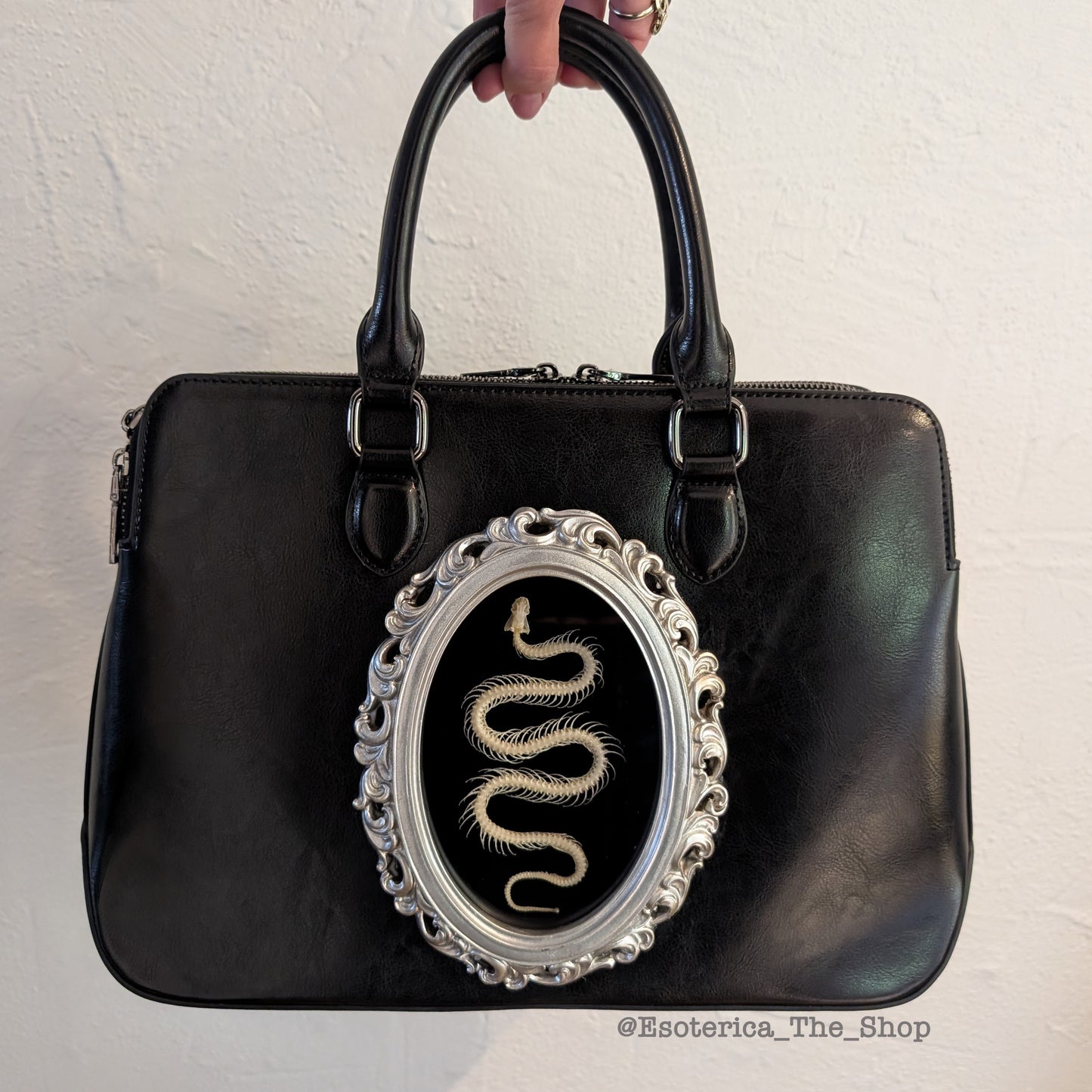 Real Snake Skeleton Handbag - Silver Frame