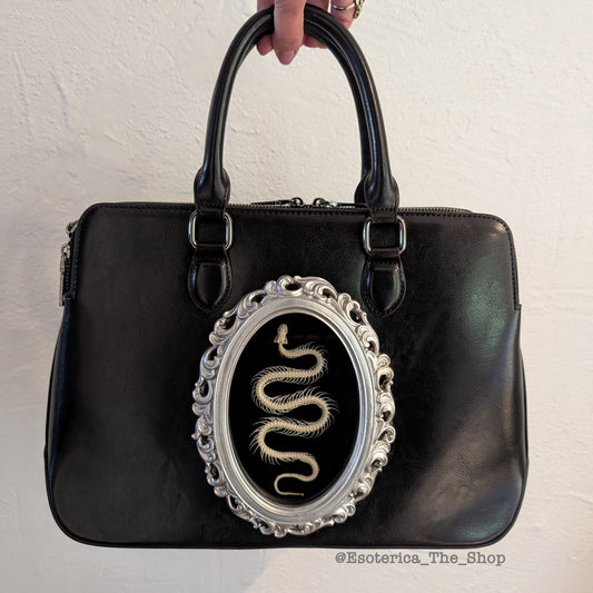 Real Snake Skeleton Handbag - Silver Frame