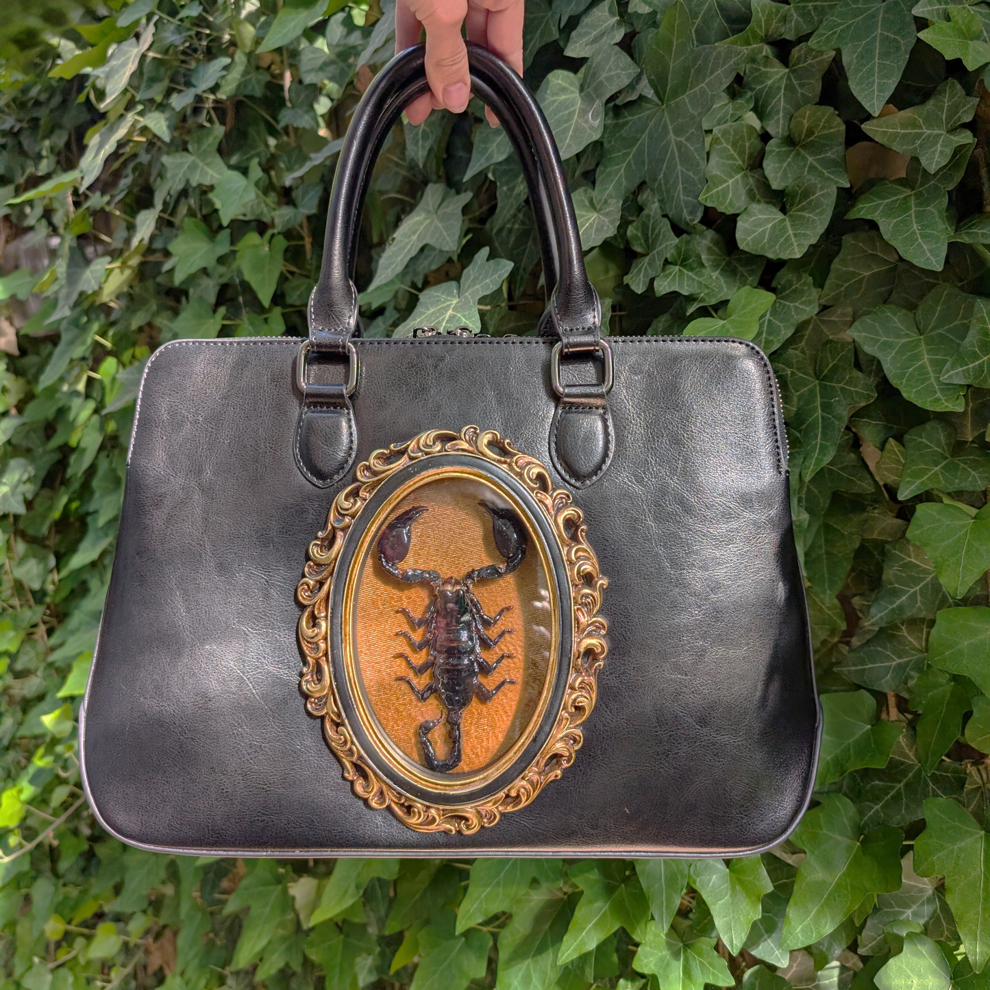 Real Scorpion Handbag - Gold Background