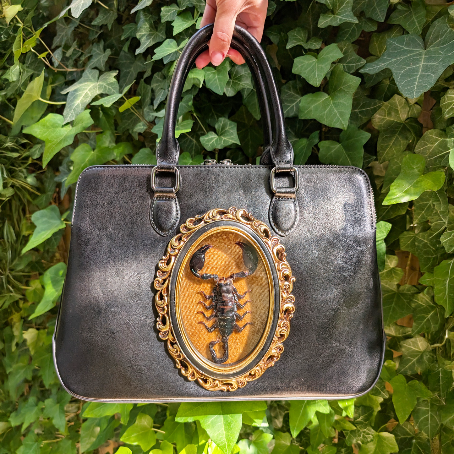 Real Scorpion Handbag - Gold Background