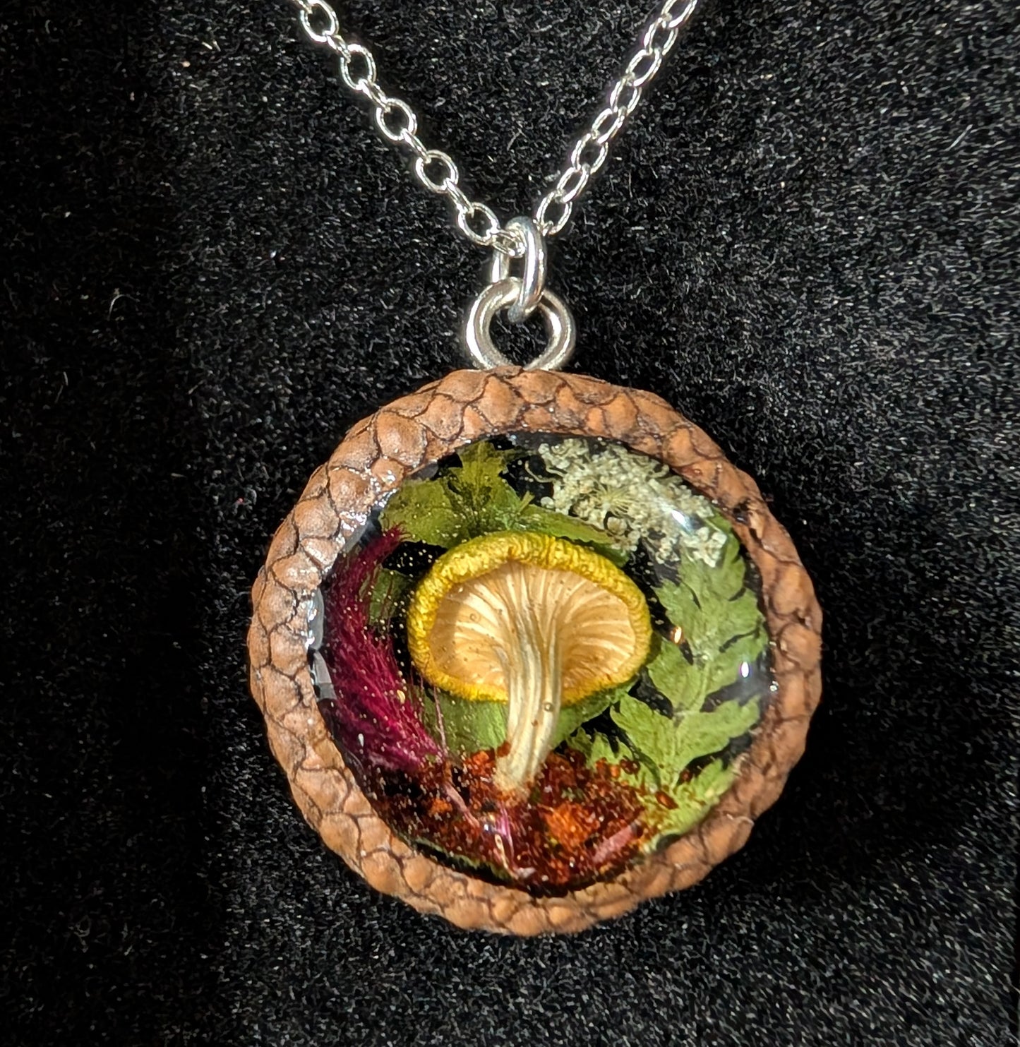 Real Mushroom & Acorn Cap Pendant