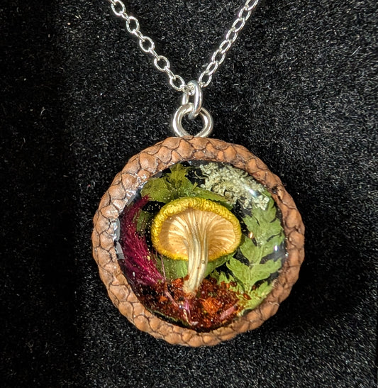Real Mushroom & Acorn Cap Pendant