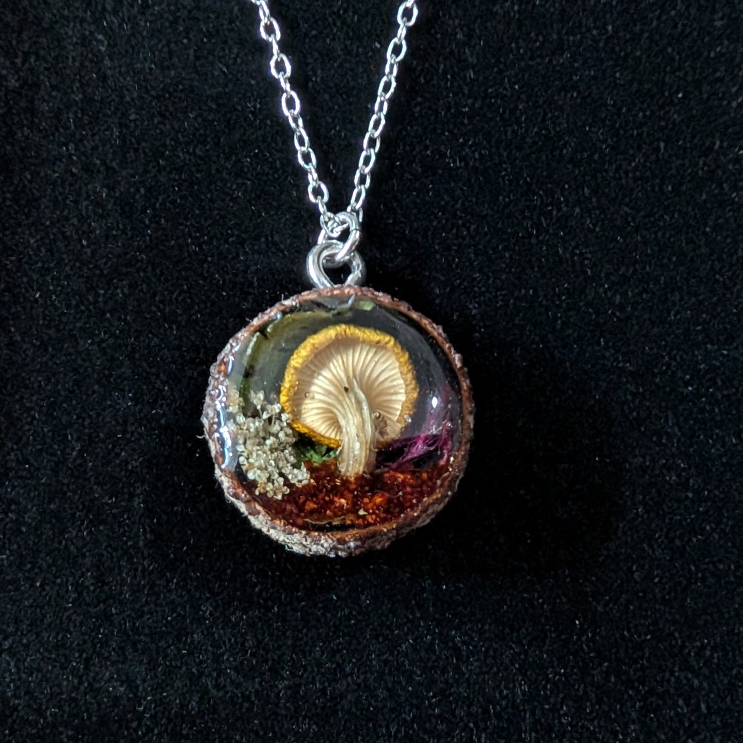 Real Mushroom & Acorn Cap Pendant