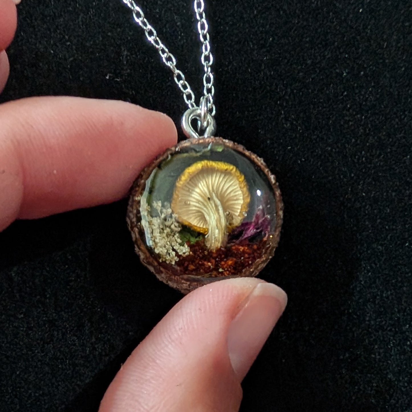Real Mushroom & Acorn Cap Pendant