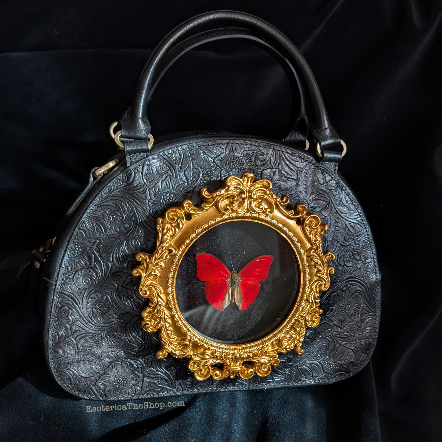 Real Butterfly Handbag - "Blood-Red Glider"
