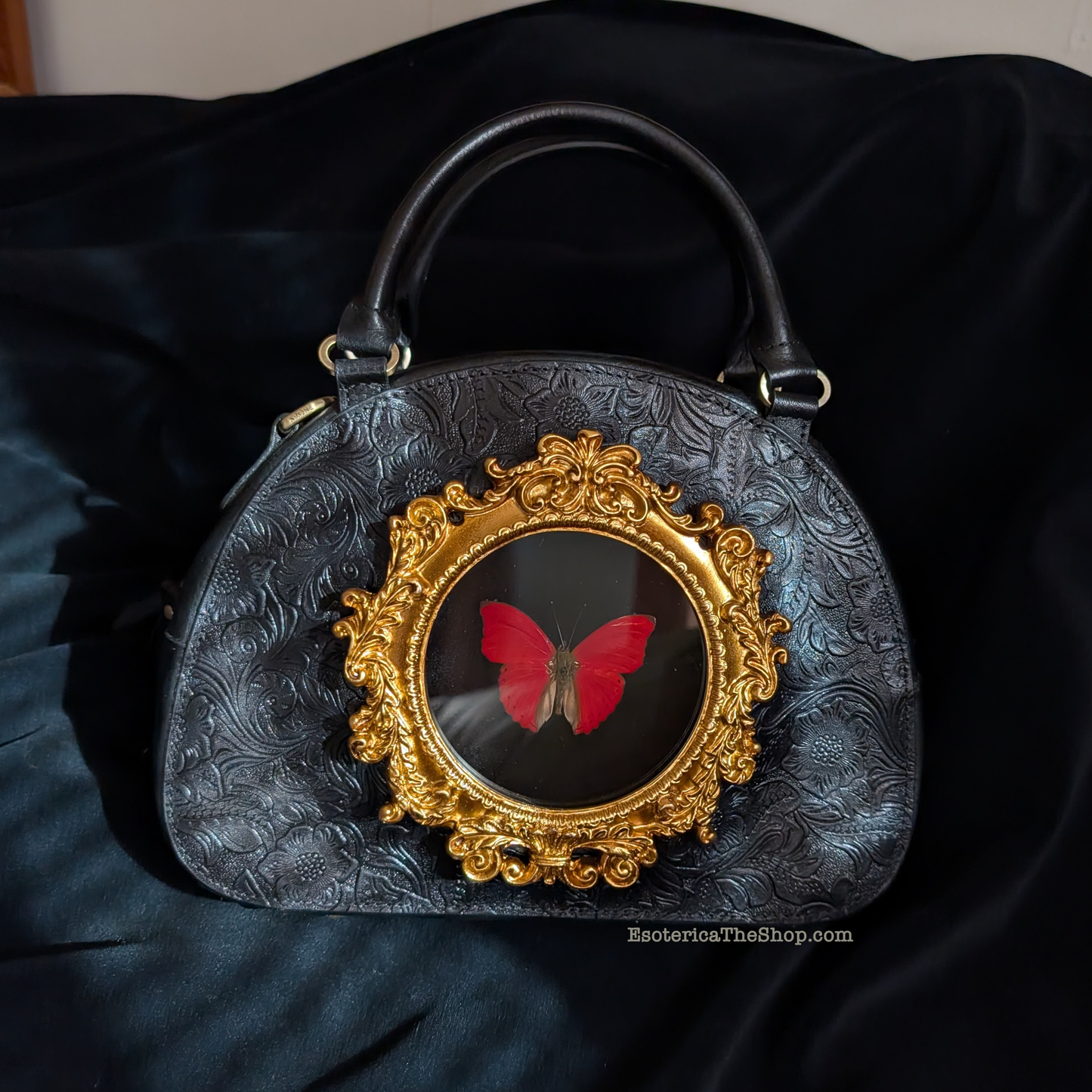Real Butterfly Handbag - "Blood-Red Glider"