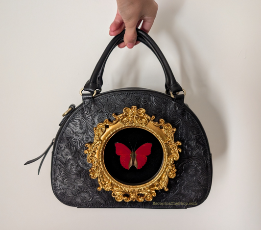 Real Butterfly Handbag - "Blood-Red Glider"