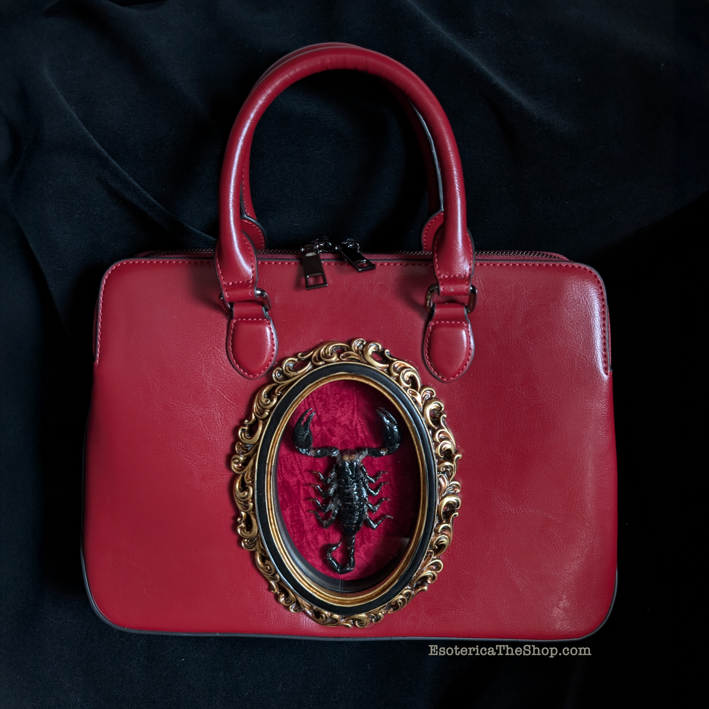 Real Scorpion Handbag - Red Background