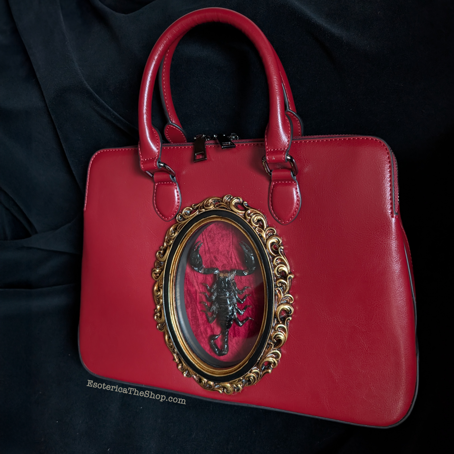 Real Scorpion Handbag - Red Background