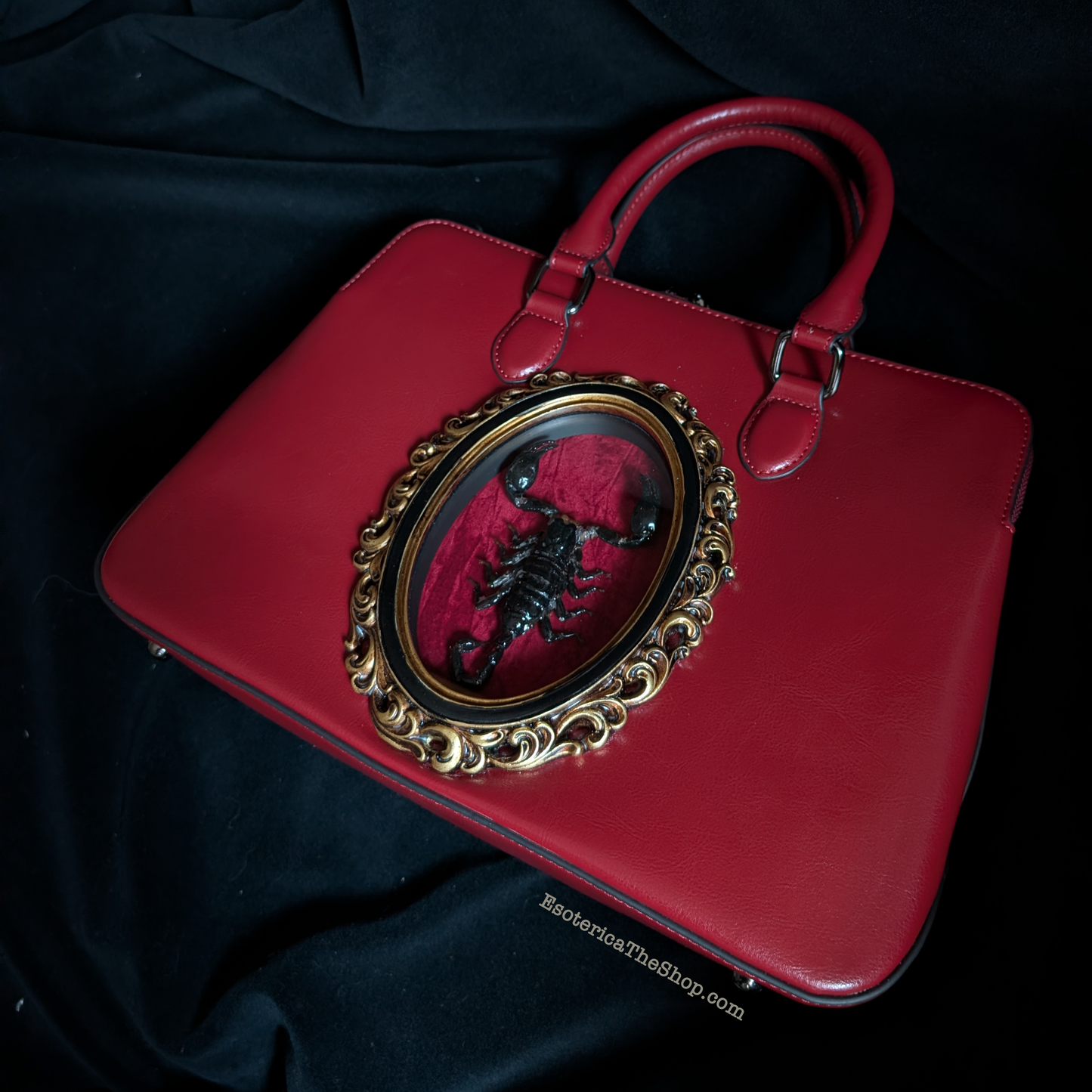Real Scorpion Handbag - Red Background
