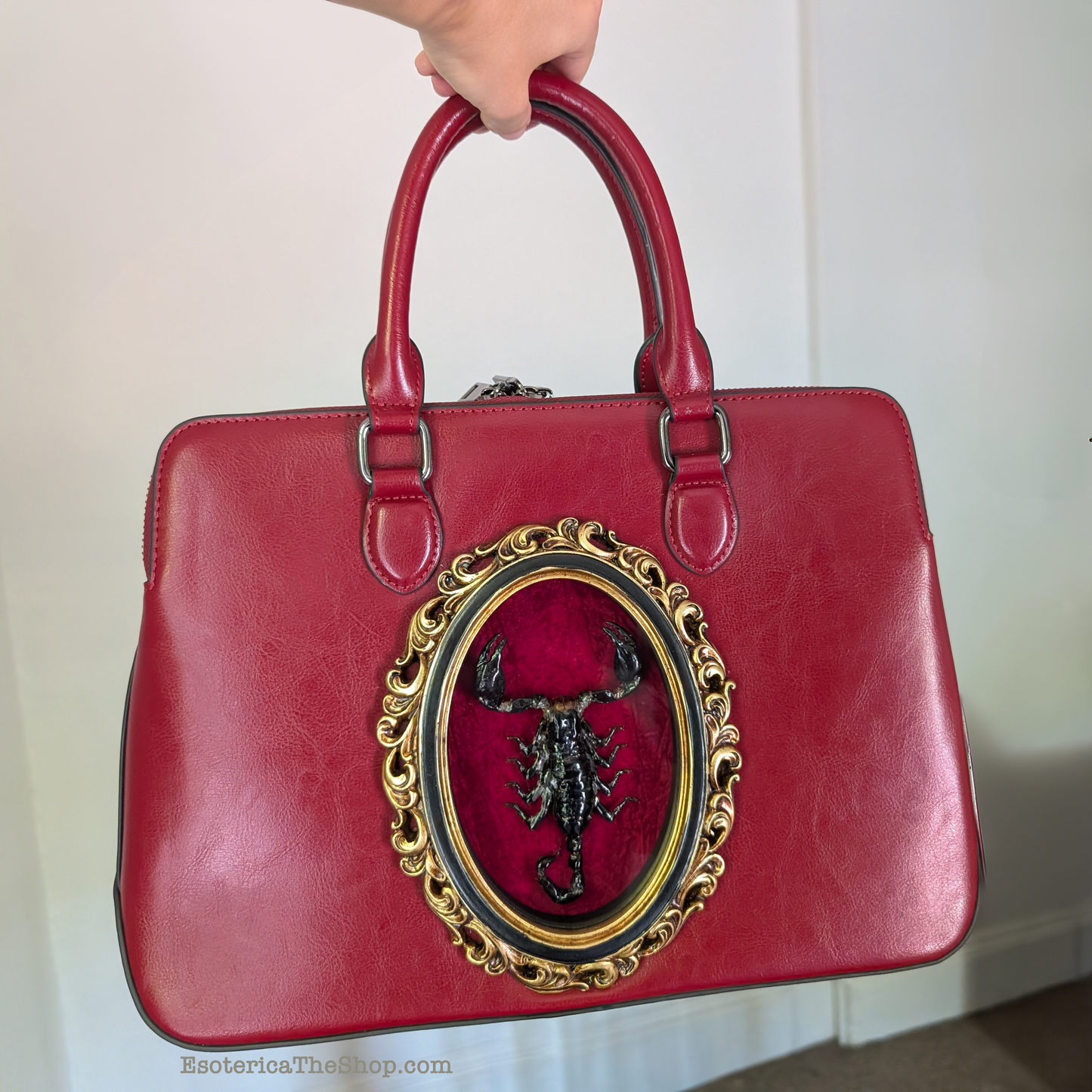 Real Scorpion Handbag - Red Background
