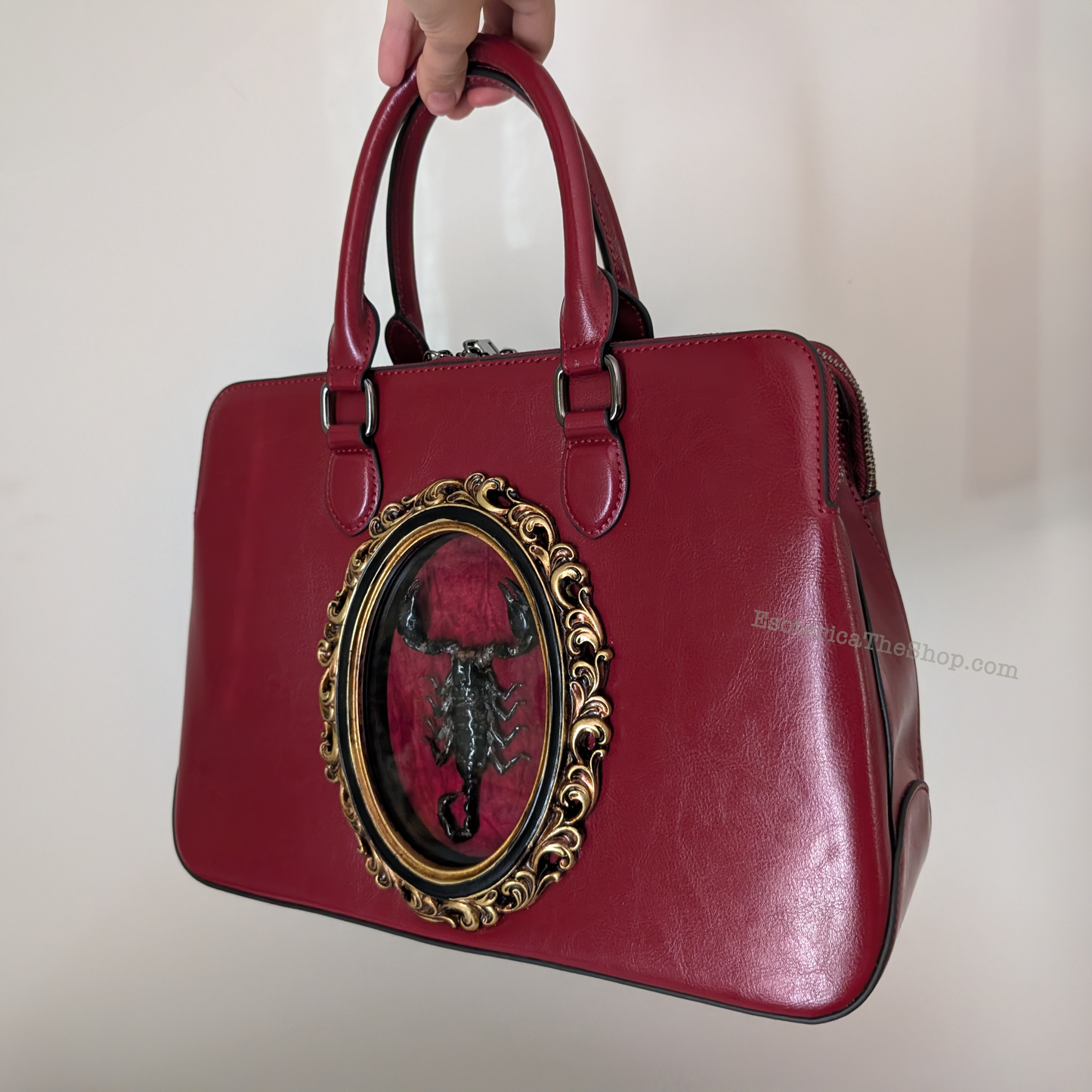 Real Scorpion Handbag - Red Background