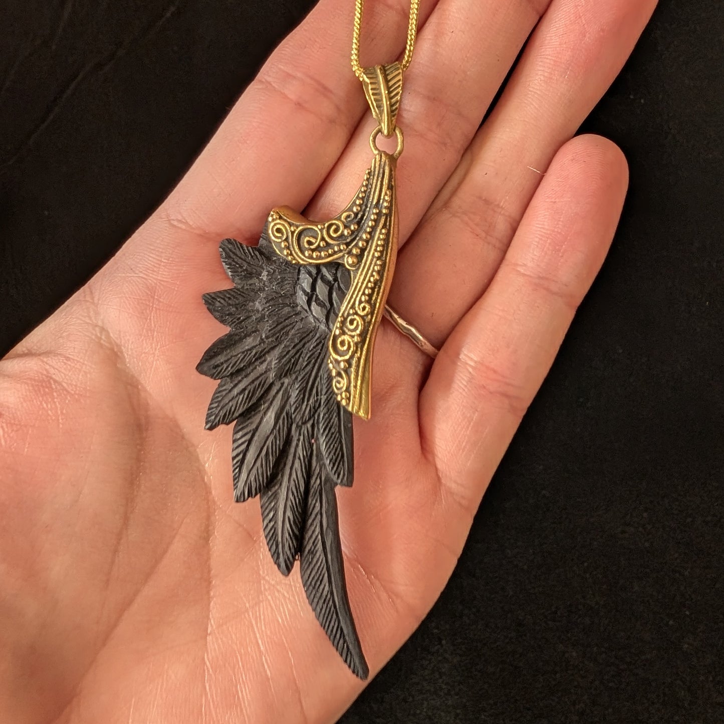 Nyx: Buffalo Bone Wing Pendant