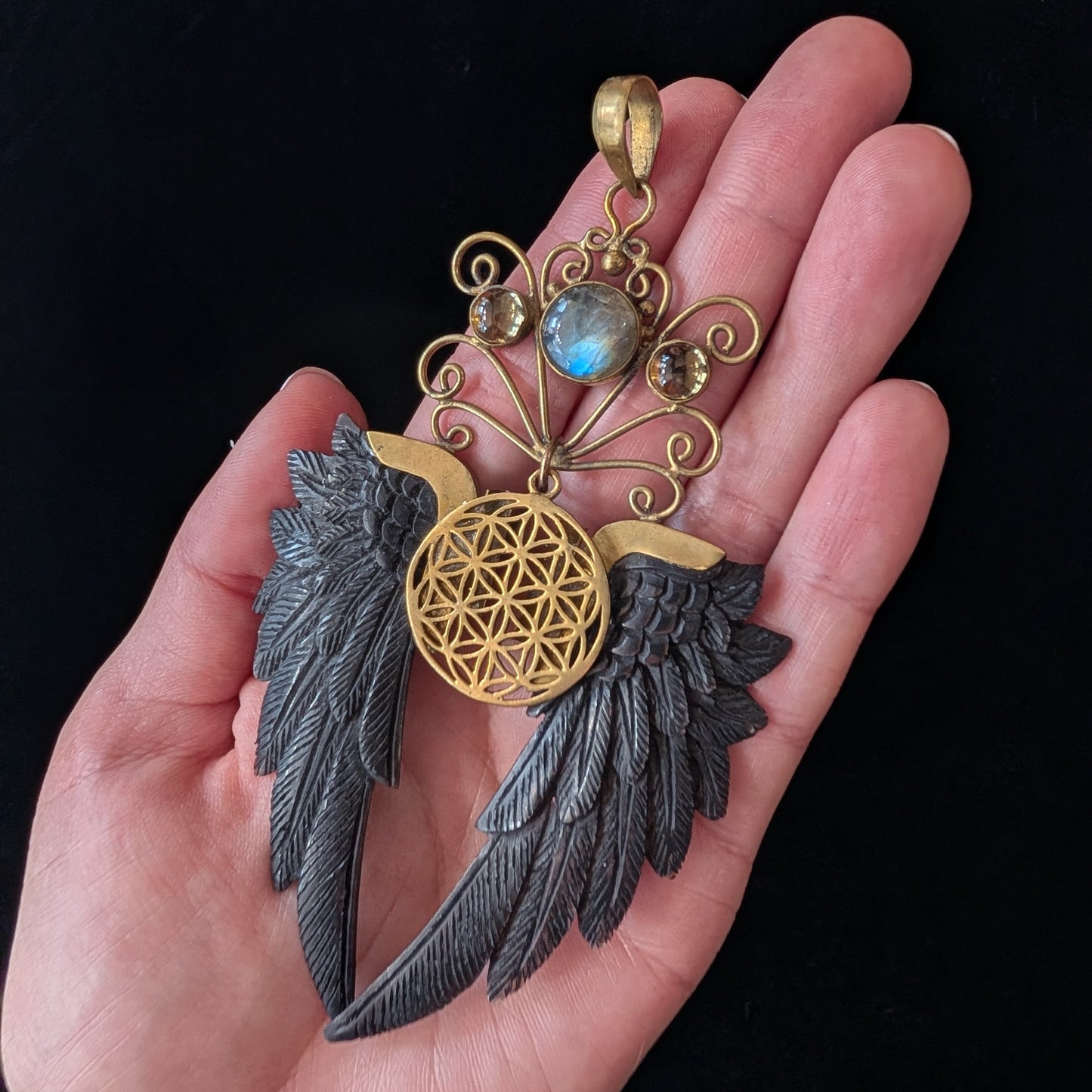 Eris: Buffalo Bone Wing Pendant