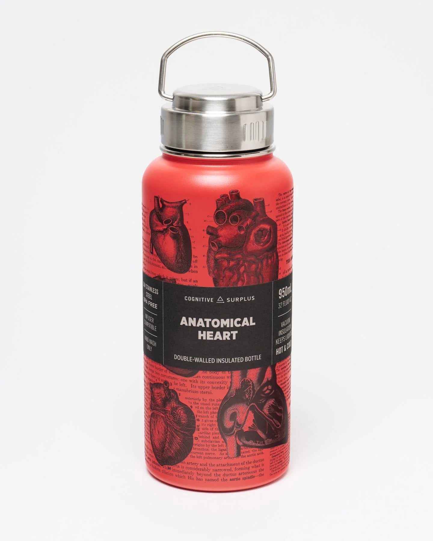 Stainless Steel Bottle: Anatomical Heart, 32oz