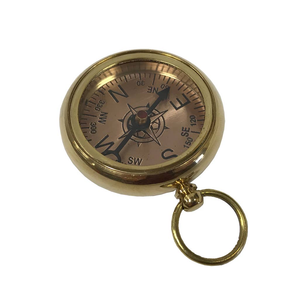 Solid Polished Brass Pocket Compass, 1-5/8"
