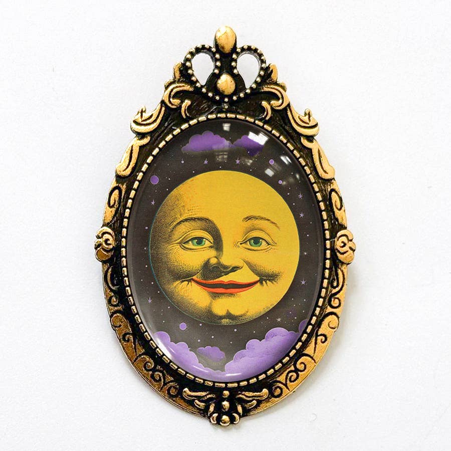 Victorian Moon Collage Brooch