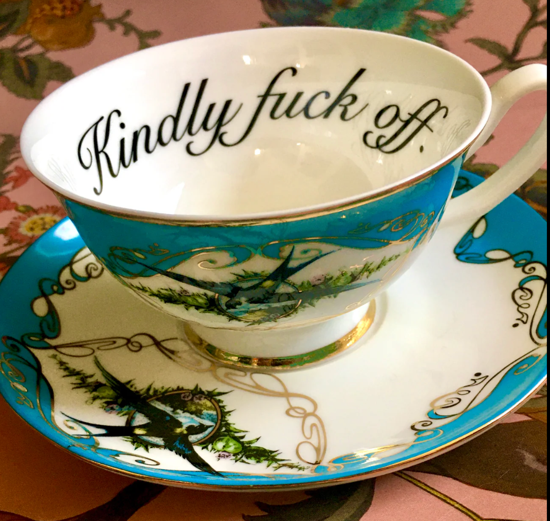 Kindly F*ck Off Teacup and Saucer