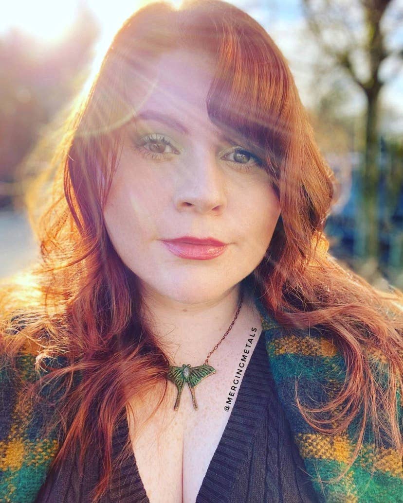 Rainbow Moonstone Luna Moth Necklace