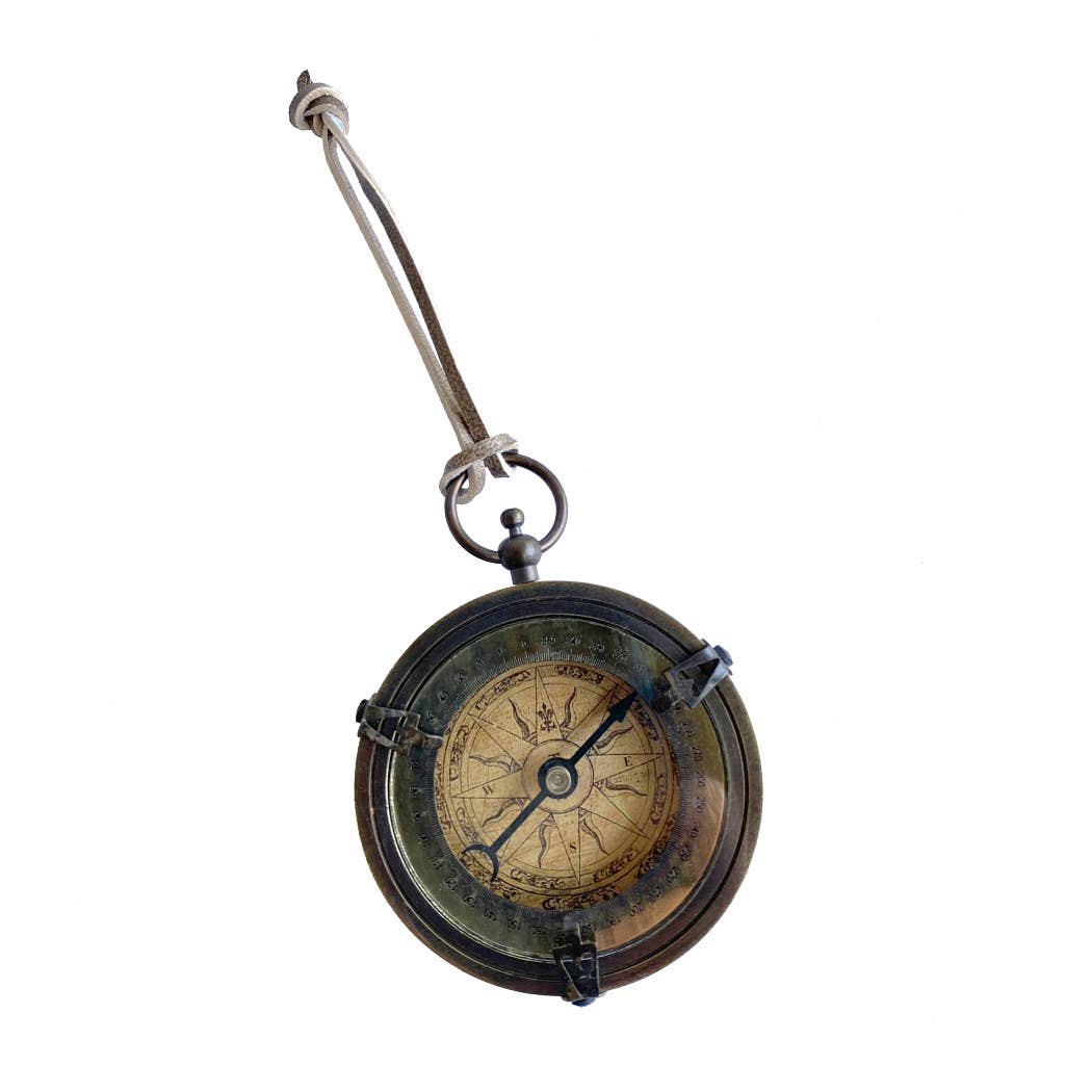 2-1/2" Antiqued Brass Old World Style Compass