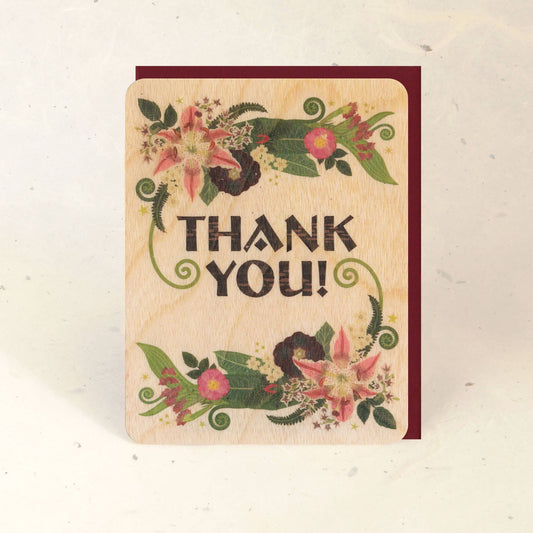 Stargazer Lily Thank You Wood Greeting Card