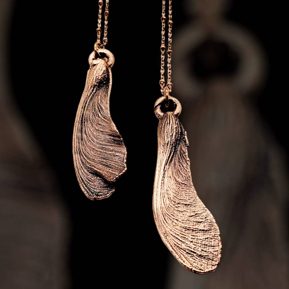 Copper Maple Seed Pendant