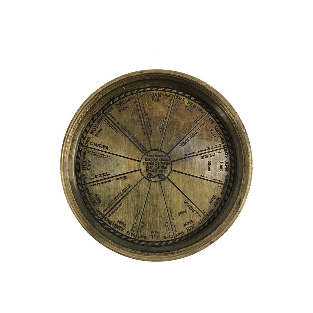 Antiqued Brass Pocket Sundial | Reproduction | Watches
