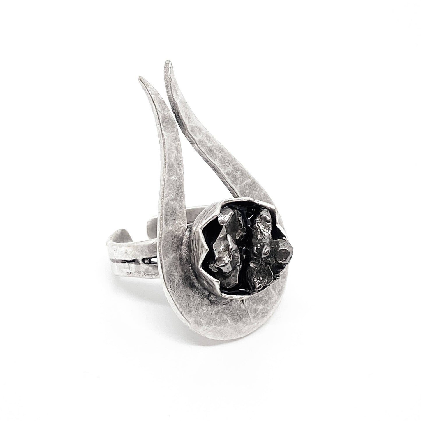 Comet Ring with Raw Authentic Meteorite